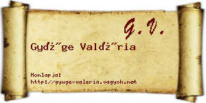 Gyüge Valéria névjegykártya